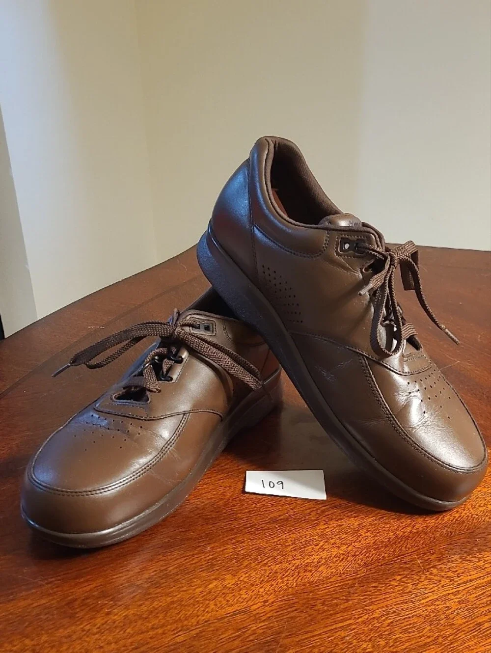 SAS Men's Time-out Leather Brown Lace-Up Comfort Walking Sneakers 11.5 EUC